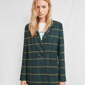 Anine Bing Madeleine Blazer Green Plaid - L